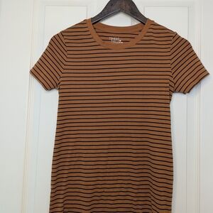 Time and Tru Brown Striped Maternity T-Shirt